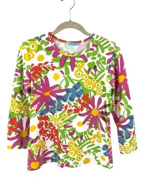 J McLaughlin Catalina Cloth Floral Top Womens Size Small Beach Stretch Tropical